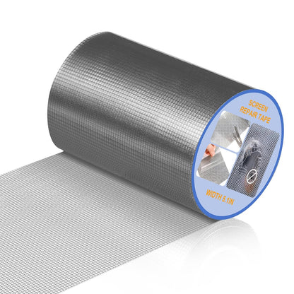 CroBlissful 5 Inch X 20 ft Extra Wide Window Screen Tape Mesh Repair, Gray | Strong Adhesive, Waterproof Fiberglass, Screen Repair Kit Patch, for Window Door Tears Holes
