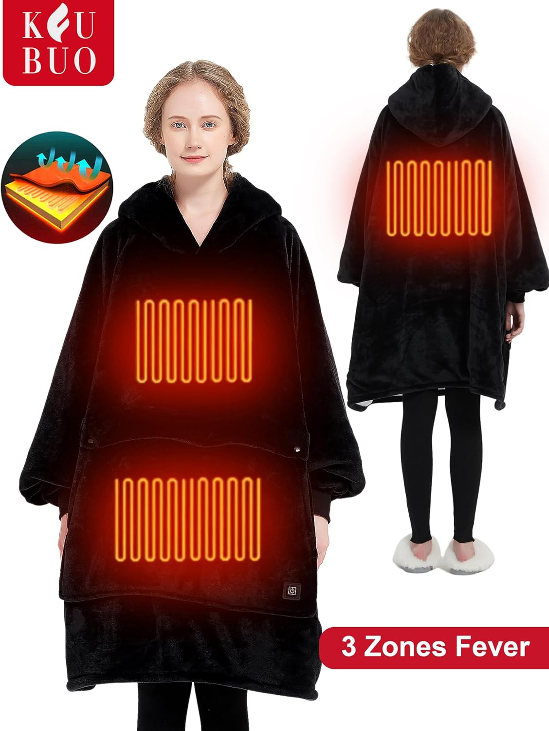 KFUBUO Wearable Heated Blanket Cordless Oversized Hoodie Sweatshirt