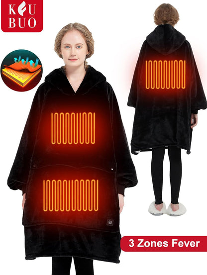 KFUBUO Wearable Heated Blanket Cordless Oversized Hoodie Sweatshirt