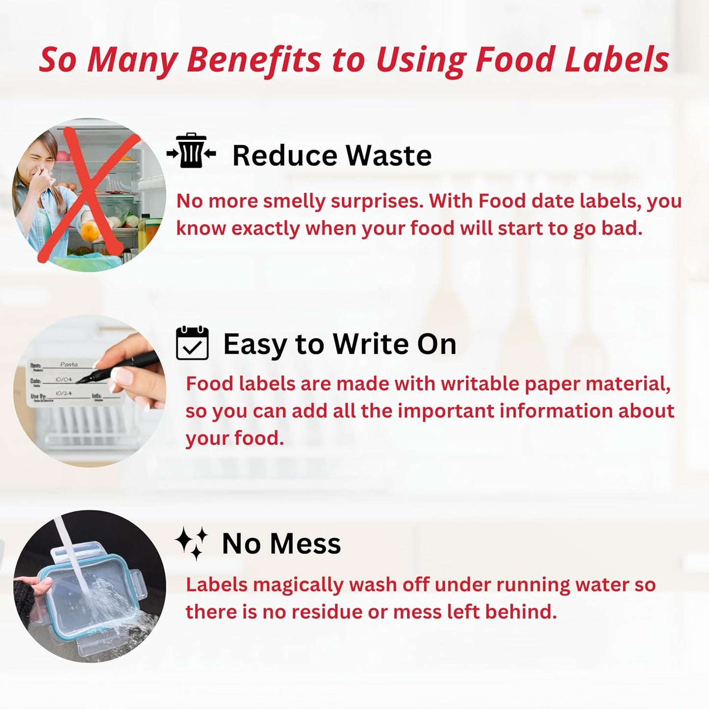 2x1 Dissolvable Food Labels, 1000 Food Container Stickers, Blue | Ideal for Fridge Freezer & Pantry, Organize Prepped Meals & Leftovers Easily, Adheres Well, Dissolves Fast with Zero Residue