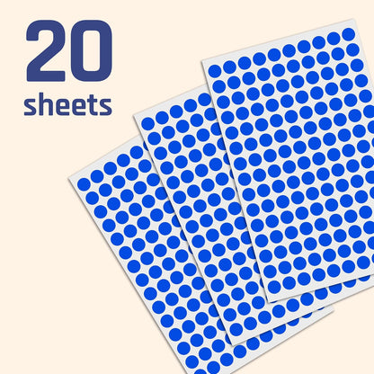 3000 Pieces, Small Colored Dot Round Stickers Labels - 10 Colors, 0.375"