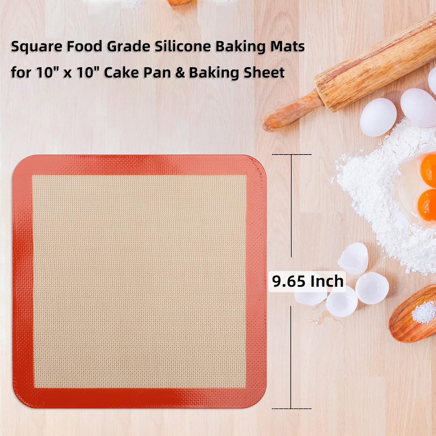 AMYONE 11x11 Silicone Baking Mat, Square Air Fryer Liner, Platinum, 2 Pack | For 11x11 Square Cake Pan/Cheesecake Pan/Toaster Oven/XL Air Fryer, Food Grade Silicone Baking Sheet Liner for Cake/Cookie