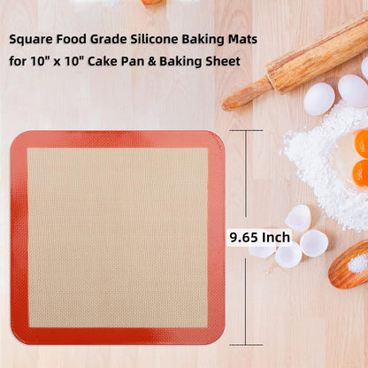 AMYONE 11x11 Silicone Baking Mat, Square Air Fryer Liner, Platinum, 2 Pack | For 11x11 Square Cake Pan/Cheesecake Pan/Toaster Oven/XL Air Fryer, Food Grade Silicone Baking Sheet Liner for Cake/Cookie