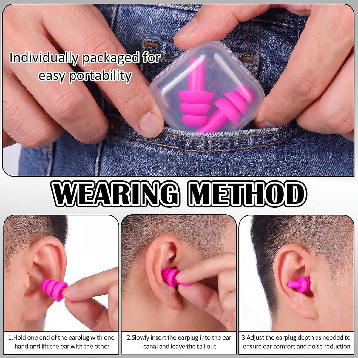 24 Pairs Black Ear Plugs Bulk NRR 29dB Reusable Silicone Ear Plugs with Plastic Cases Soft Foam Plug for Sleeping Noise Cancelling Concerts Shooting Swimming Noise Reduction