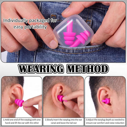 24 Pairs Black Ear Plugs Bulk NRR 29dB Reusable Silicone Ear Plugs with Plastic Cases Soft Foam Plug for Sleeping Noise Cancelling Concerts Shooting Swimming Noise Reduction
