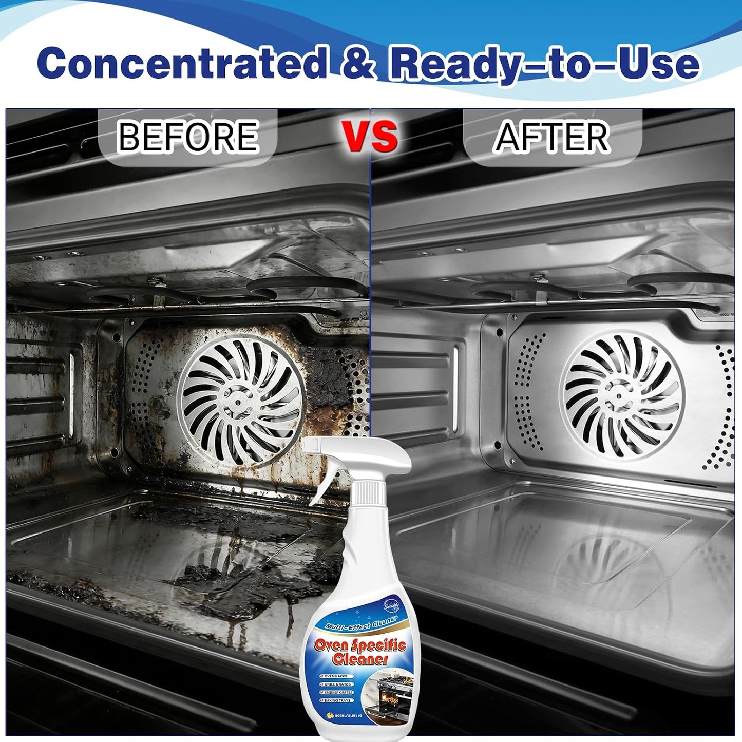 Snowlily Oven Rack & Grill Cleaner Spray, 16.9 Fl Oz, Multi-Purpose Heavy Duty Degreaser, Eliminates Thick Grease & Build-Up, Lemon Scent