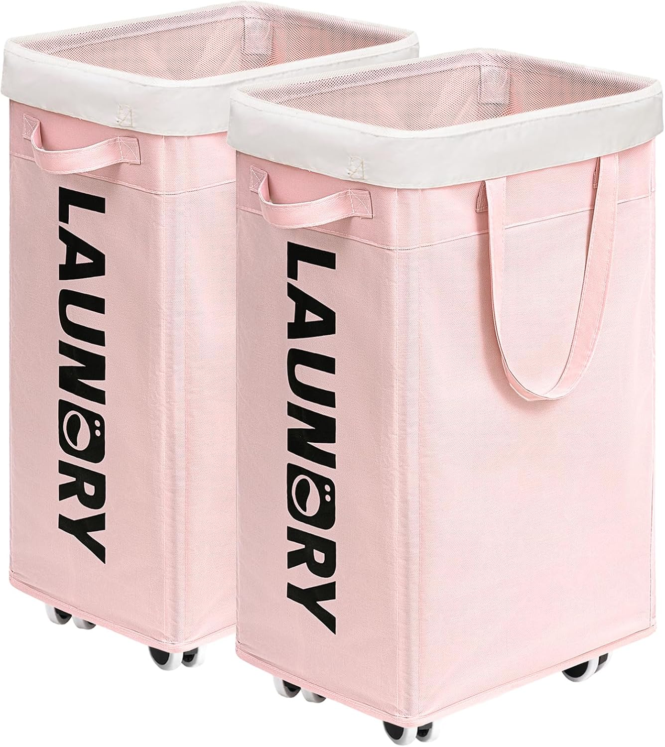 CHICVITA 75L Large Rolling Laundry Basket with Wheels & Wash Bag, Grey | Collapsible design saves space for corner dorms. Removable wash bag for easy laundry transport