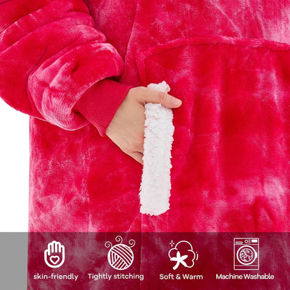 yescool Wearable Blanket Hoodie, Flannel Sherpa Fleece Blanket Sweatshirt for Adults Women Men,One Size Fits All - Colors A