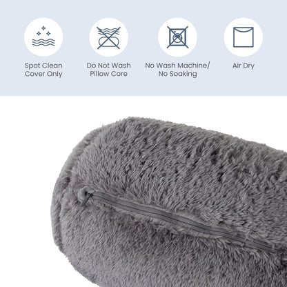 Berkshire Cervical Neck Roll Pillow with Extra-Fluffy™ Removable Cover, Multi-Purpose Bolster Cushion for Couch, Office & Travel, One Size 13.5" x 7.5", Smoke