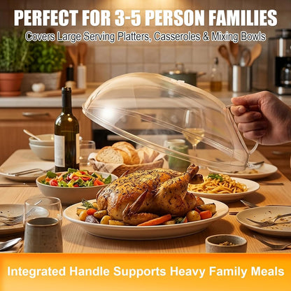 12" Clear Microwave Splatter Cover Integrated Handle BPA Free | Integrated Handle, BPA-Free, Clear PC, 12 Inch, Dishwasher Safe, Steam Vent, Food Grade, Splatter Guard,Large
