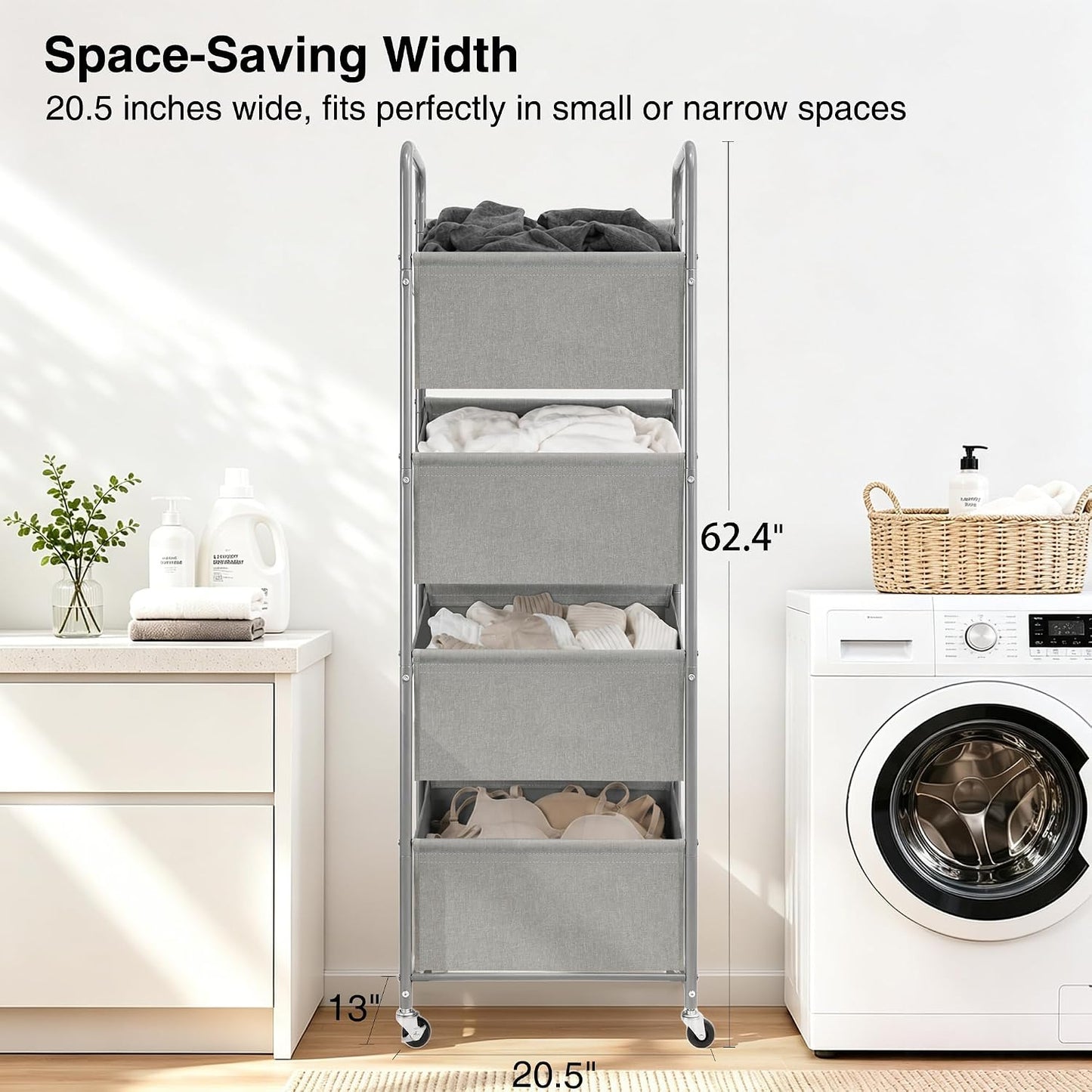 STO STO 3-Tier Vertical Rolling Laundry Hamper, Removable Bags, Black Mesh | 120L Capacity, Space-Saving Vertical Design, Rust-Resistant Steel Frame, Lockable Wheels, Ideal for Apartments & Small Spaces
