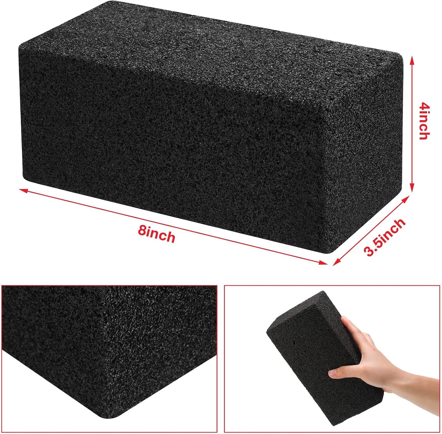 Irenare 10 Pieces Commercial Grill Cleaning Brick Pumice Stone Bulk,Black | Heavy Duty Reusable Blocks, For Restaurant Griddles Flat Tops, Cleans BBQ Grates Outdoor Grills, Removes Tough Grease