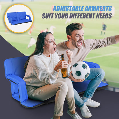 20.5"/25" Wide Stadium Seat for Bleachers w/Back Support Padded Cushion Portable Reclining Bleacher Seats Camping Stadium Chair Waterproof