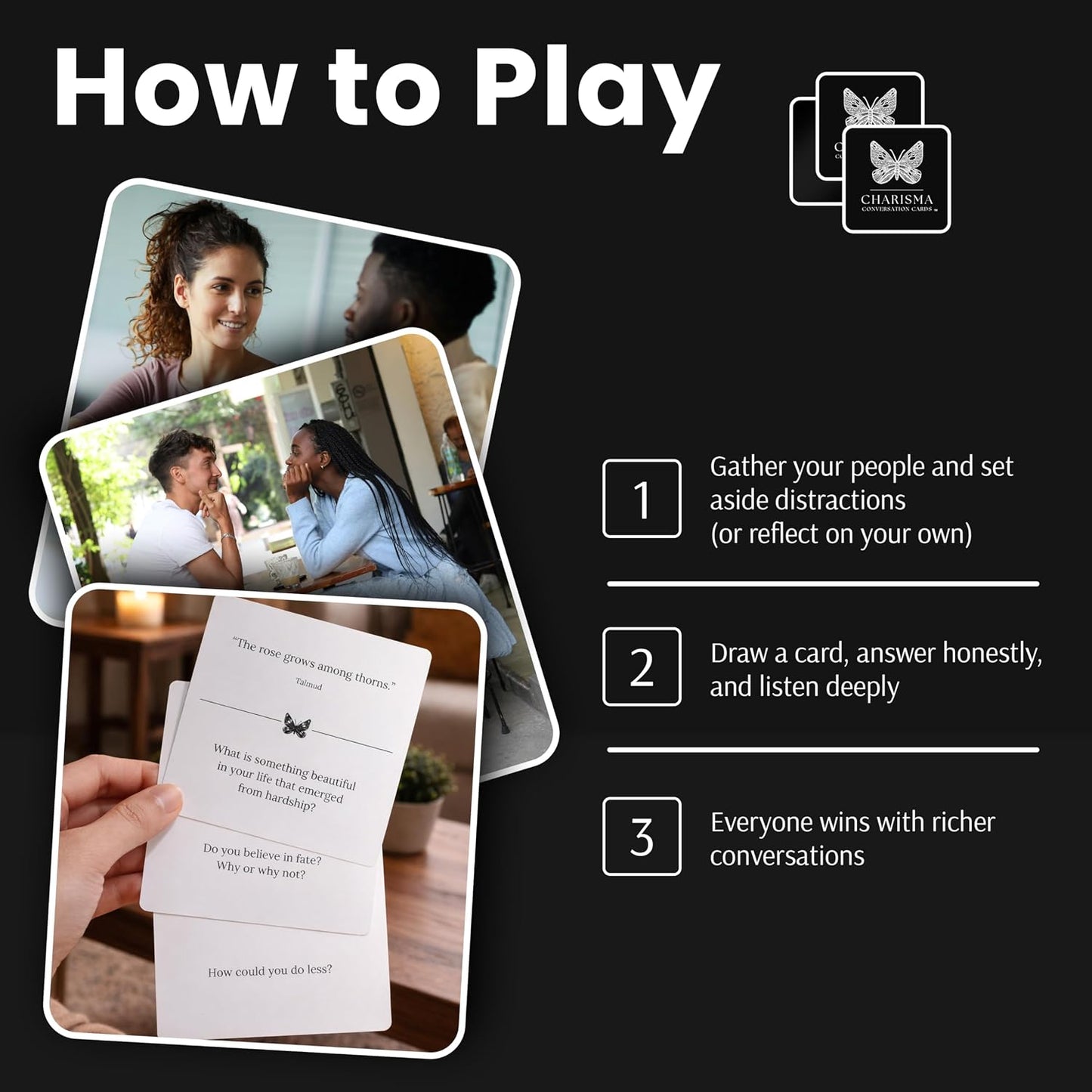Conversation Starter Cards – 54 Question Cards for Couples, Family Game Night & Date Night | Icebreaker Deck for Meaningful Talks | Fun Gift
