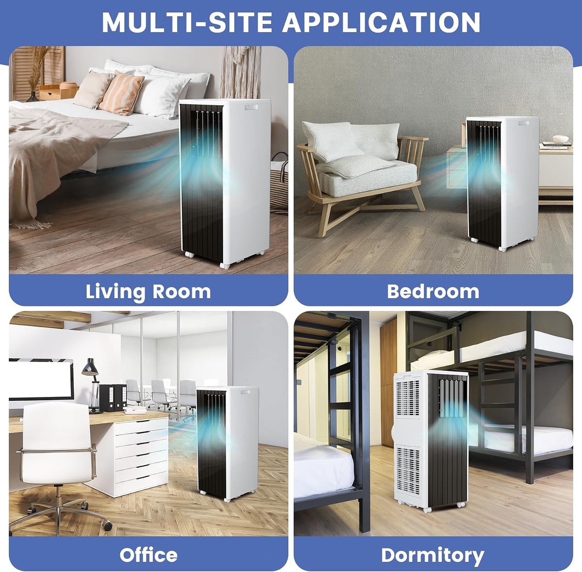 8000 BTU Portable Air Conditioner, 3 in 1 AC with Dehumidifier & Fan, Quiet 45dB, Remote, 24H Timer, Window Kit & Wheels, Cools Up to 350 Sq.ft, Bedroom, Dorm, Home Office