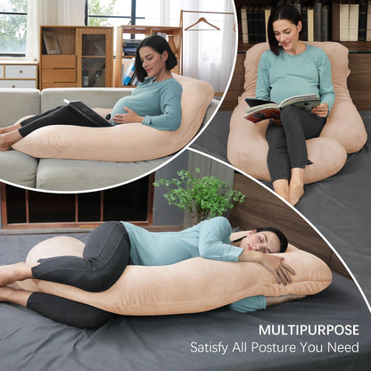 MOON PARK Pregnancy Pillows for Sleeping - 57 Inch U Shaped Full Body Maternity Pillow with Removable Cover - Support for Back, Legs, Belly, Hips - Pregnancy Pillow for Women - Grey