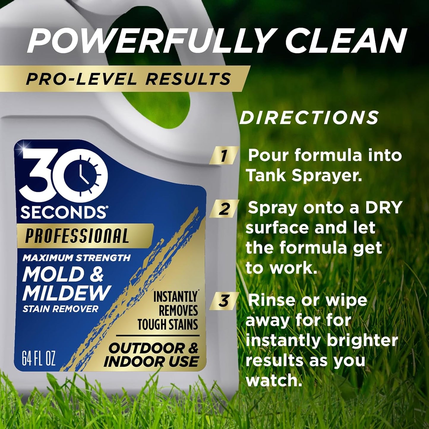 30 SECONDS Pro Mold & Mildew Stain Remover, Scrub-Free Formula, 32 Oz | Scrub-Free Formula, mold and mildew remover, mildew removal spray, mold killer, mold spray