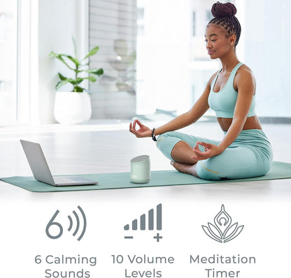 Pure Enrichment Wave Mini Travel Sound Machine - 6 Soothing Sounds Including White Noise, Seamless Loop Audio, Rechargeable Battery, 48 Hour Run Time, Optional Timer, and Storage Bag