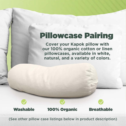 Bean Products Natural Organic Cotton Kapok Neck Roll Pillow 4"Dia x 12"