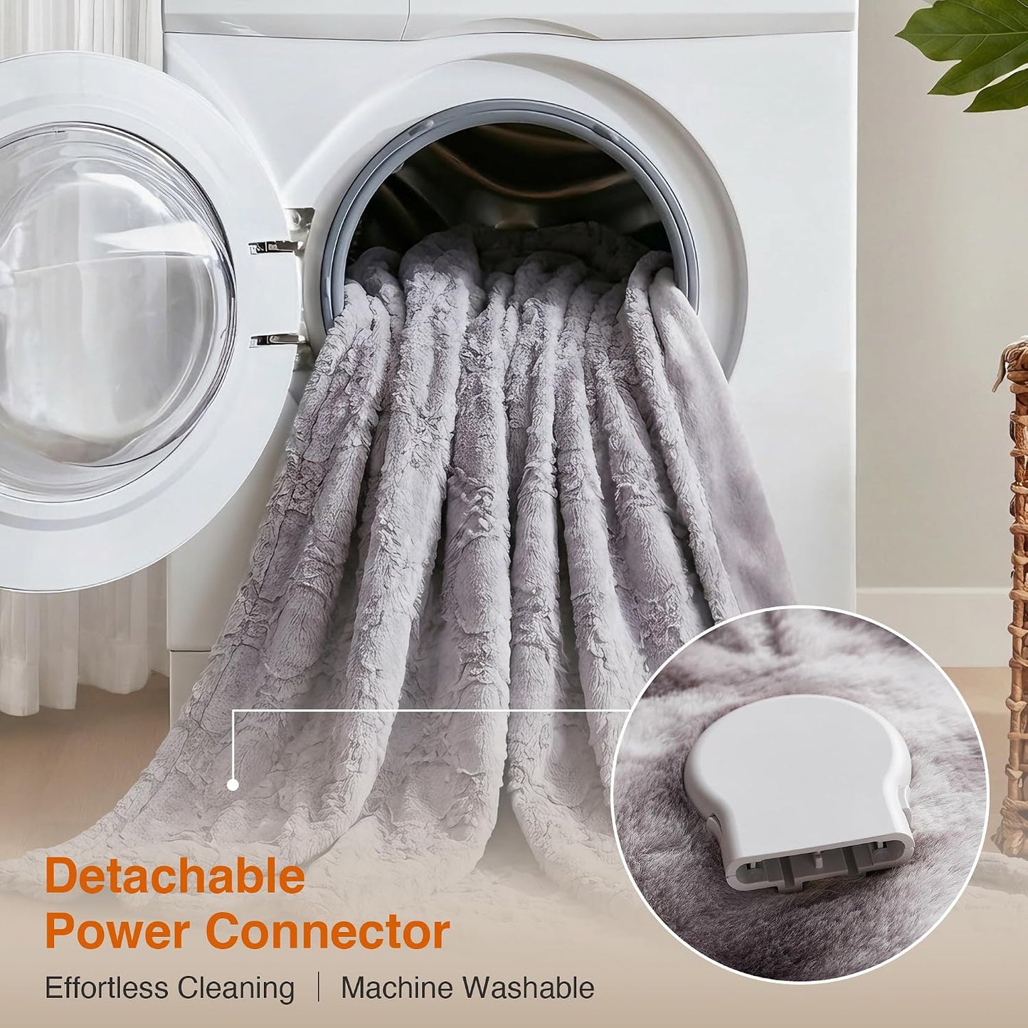 Beautyrest Long Brushed Faux Fur Ogee Textured Design Electric Blanket, Auto Shut Off, Virtually Zero EMF, Multi Heat Setting, UL Certified, Machine Washable, Grey Throw 50x60