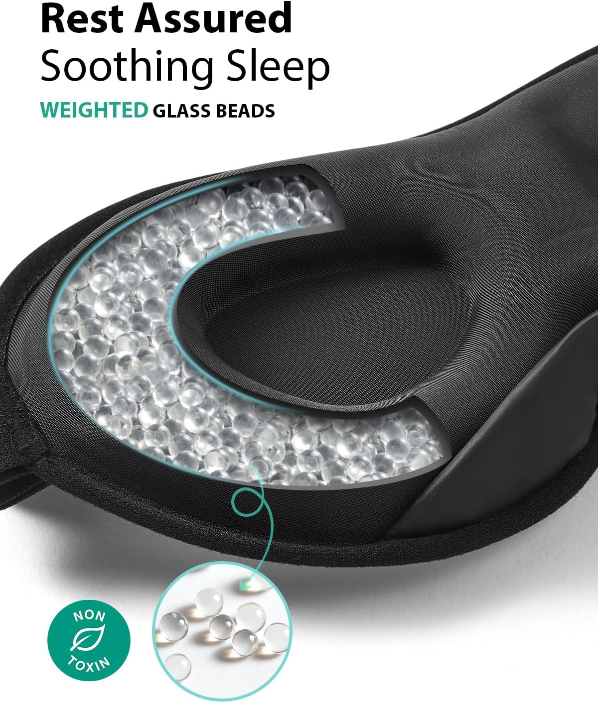 MABAO Weighted Sleep Mask, 100% Blackout Blindfold for Sleeping, Black | 3D Contoured for Lash Extension, Zero Eye Pressure for Women Men, Memory Foam Cover, Soft Gentle Pressure, Blindfold, Travel