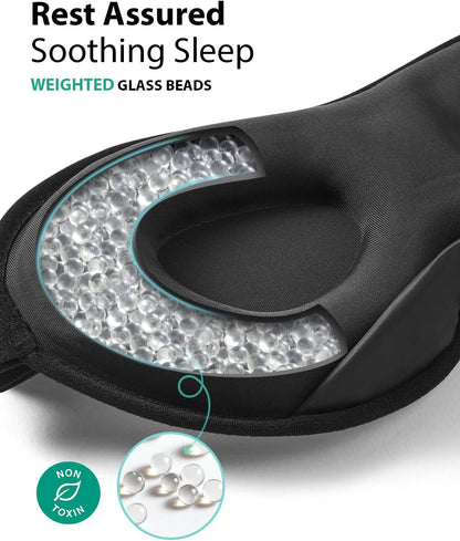 MABAO Weighted Sleep Mask, 100% Blackout Blindfold for Sleeping, Black | 3D Contoured for Lash Extension, Zero Eye Pressure for Women Men, Memory Foam Cover, Soft Gentle Pressure, Blindfold, Travel