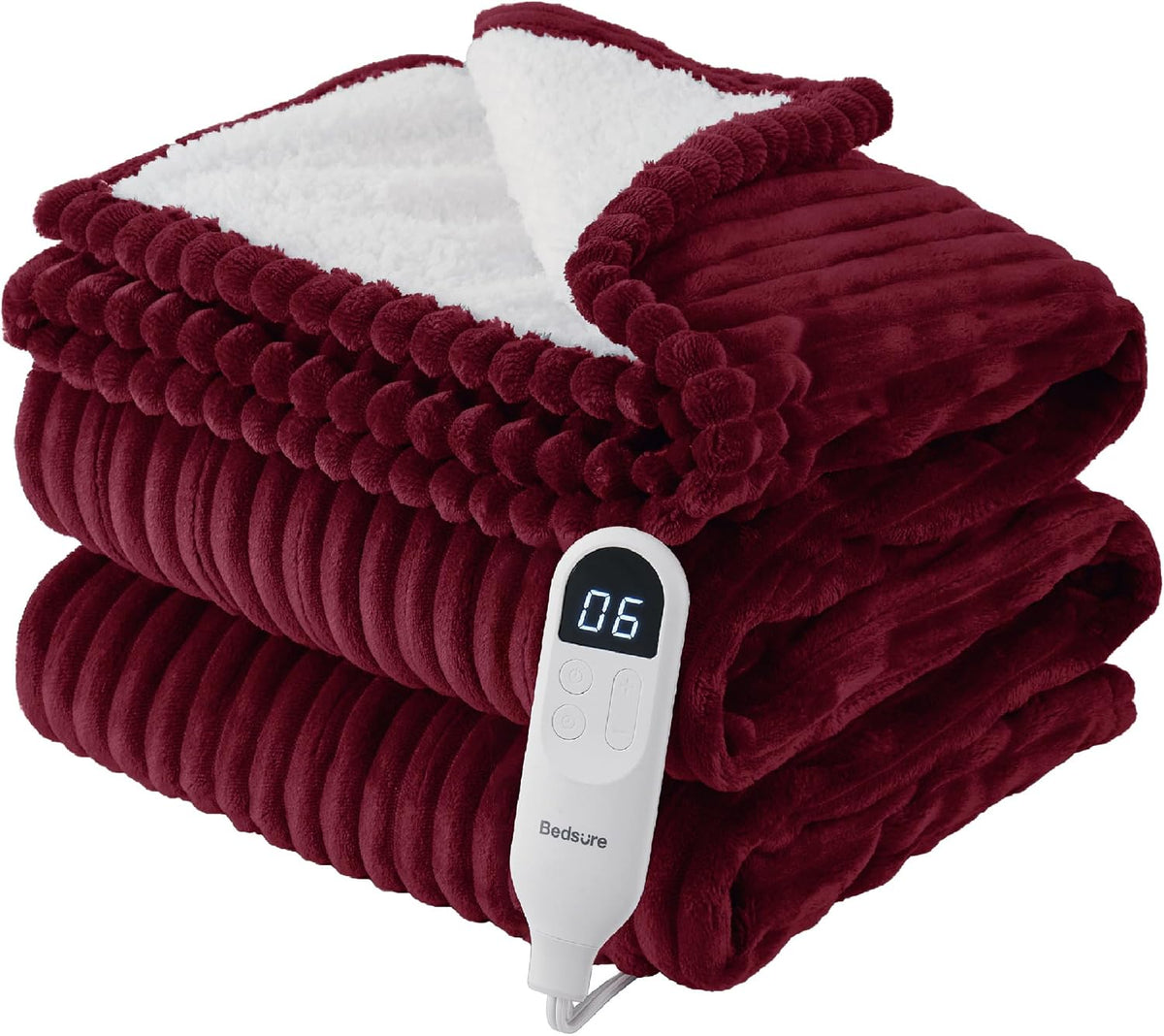 Bedsure GentleSoft Heated Blanket Throw - Soft Ribbed Flannel Electric Blanket, Gifts for Grandma (50x60 inches, Grey)