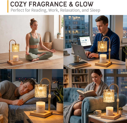 Candle Warmer Lamp with 3 Bulbs, Adjustable Height Dimmable Candle Warmer with Timer, Candle Lamp with Charming Gift Box Ribbon,Birthday Gifts for Women Mom, House Warming Gifts New Home Decor