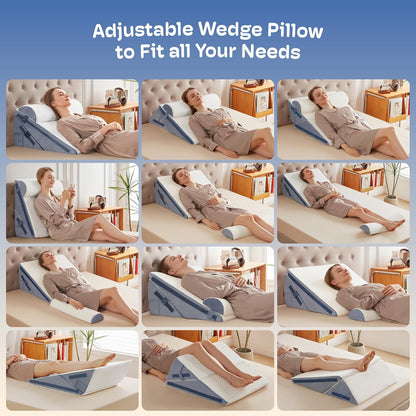 Queen Size Bed Wedge Pillow Headboard, Pillow Wedge for Headboard Gap(0-8") | Mattress Gap Filler Wedge, Stop Items Falling and Get Quality Sleep,Ergonomic Design, Non-Slip, Breathable(60"X10"X6")