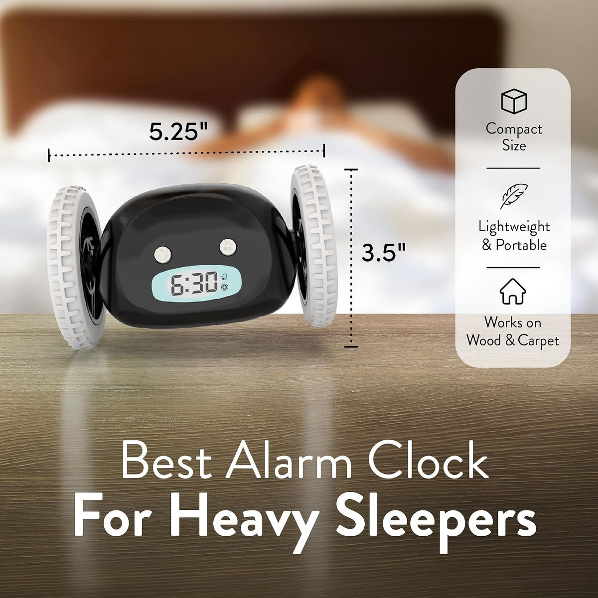 CLOCKY Alarm Clock on Wheels – Loud Rolling Alarm Clock for Heavy Sleepers