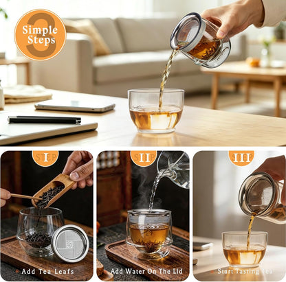 Double-Layer Insulation Glass Teapot with Infuser | Tea Infuser Bottle for Loose Leaf Tea, Portable Tea Maker,Travel Tea Mug, Hot Tea Tumbler, Office & Home & camping