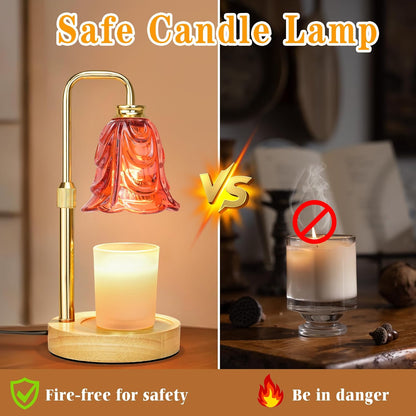 XJZJY Pink Flower Candle Warmer Lamp with Timer, Birthday Gifts for Women