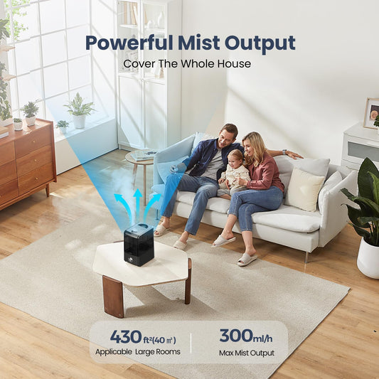 Humidifiers for Bedroom Large Room, Top Fill 6.5L Cool Mist Humidifier, 45H Runtime, 28dB Quiet Ultrasonic Air Humidifier for Home, Whole House, Baby Nursery, Night Light (White)