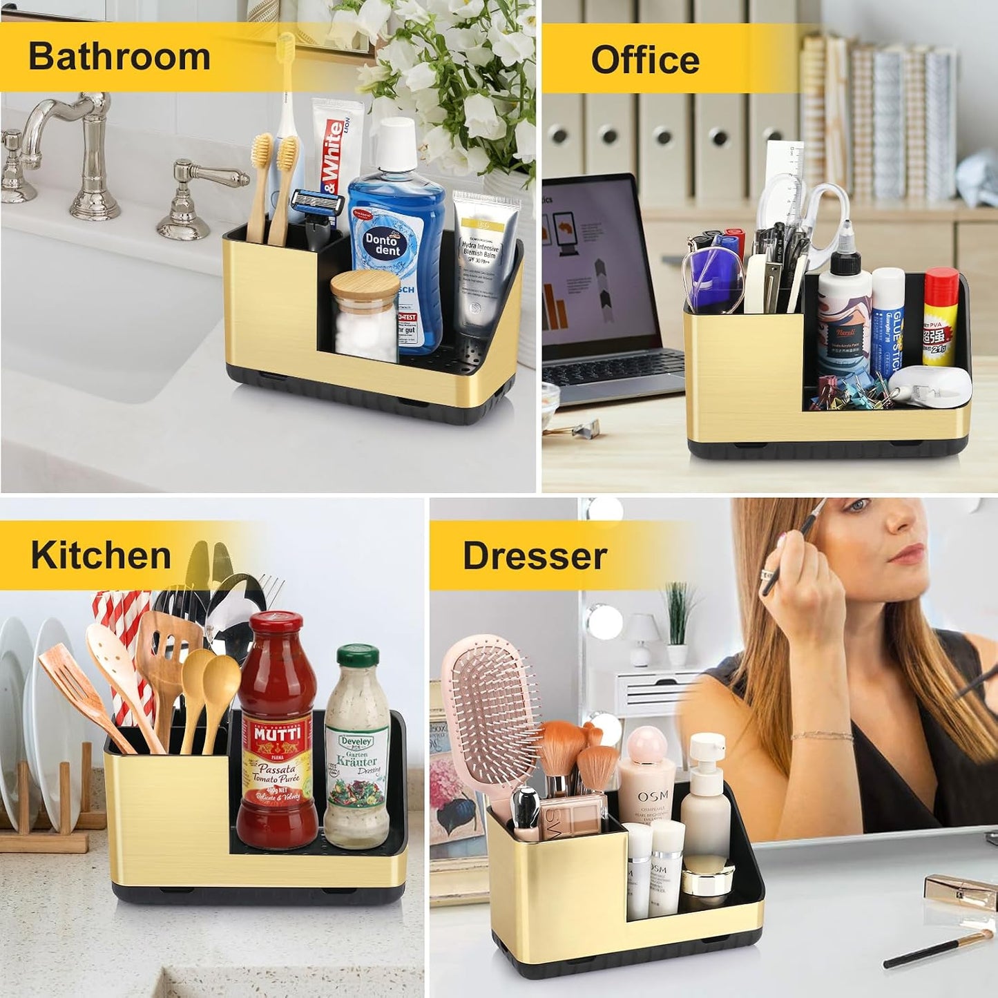 Toothbrush Holders for Bathroom Counter Organizer and Storage (White) | Easy To Clean, Drainage, Non-Slip, Detachable, Kids Electric Toothbrush and Toothpaste Holder for Bathroom