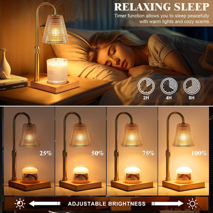 Hong-in Candle Warmer Lamp with Timer, House Warming Gifts New Home Decor | Dimmable & Adjustable Height, Electric Wax Warmer for Scented Wax Jar Candles,Gifts for Women Mom Sister