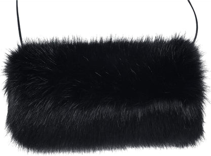 LA CARRIE Faux Fur Hand Muffs Women Winter Warmer Fuzzy Pouch Furry Plush Muffler Wedding Girl Kids Elegant Luxury Chic
