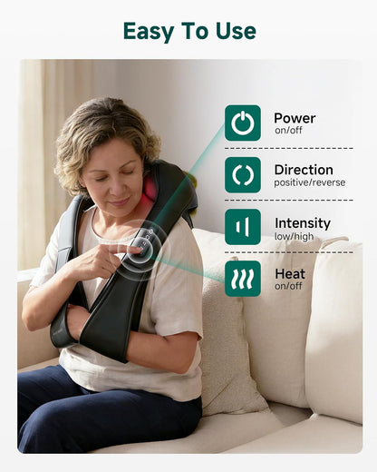 Shiatsu Neck & Shoulder Massager with Heat, Deep Tissue Back Massager