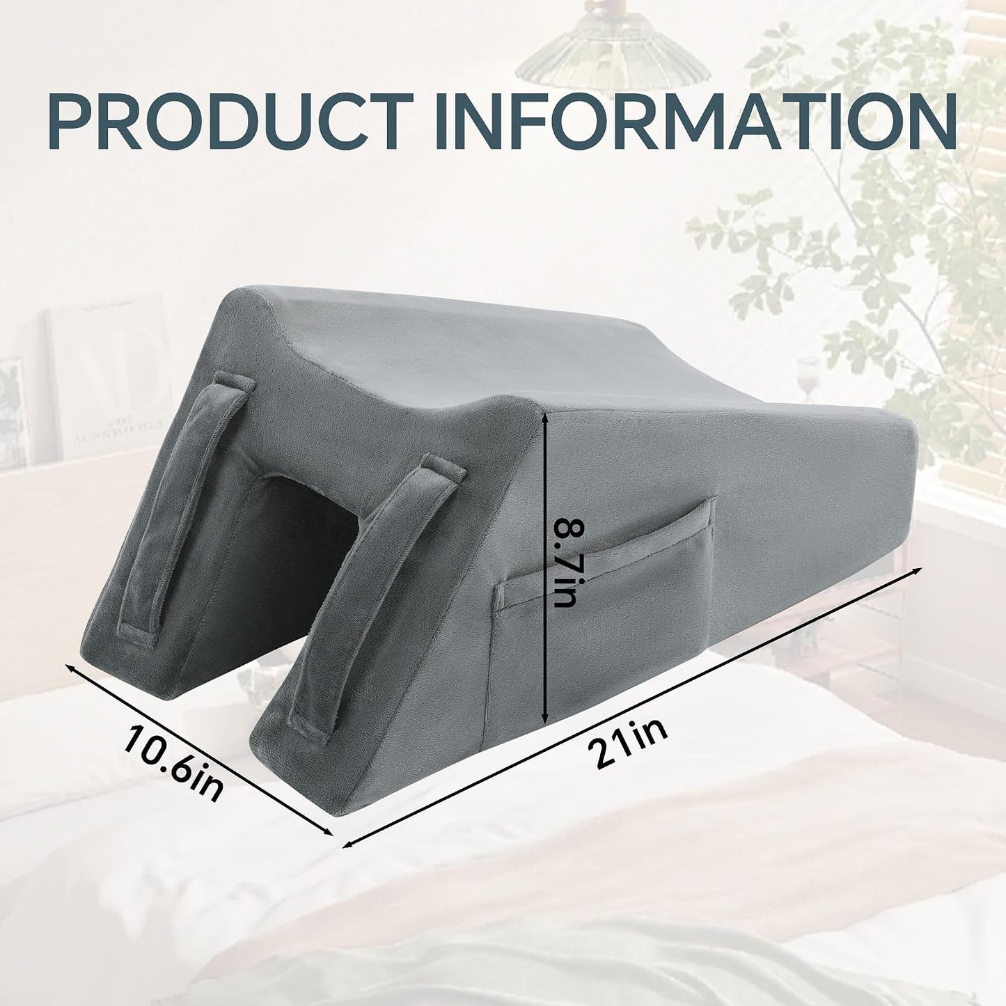 ROYALAY Knee Replacement Recovery Aids with Pockets, Knee Elevation Pillow Post Surgery with Handles, Leg Elevation Support After Hip Ankle Foot Surgery