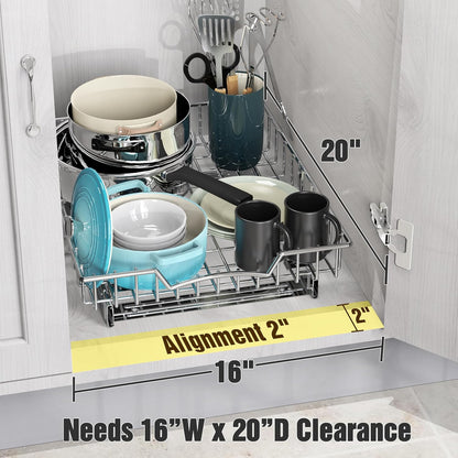 Simple Houseware Under Cabinet Pull Out Sliding Shelf, 21" Dx11 W, Chrome