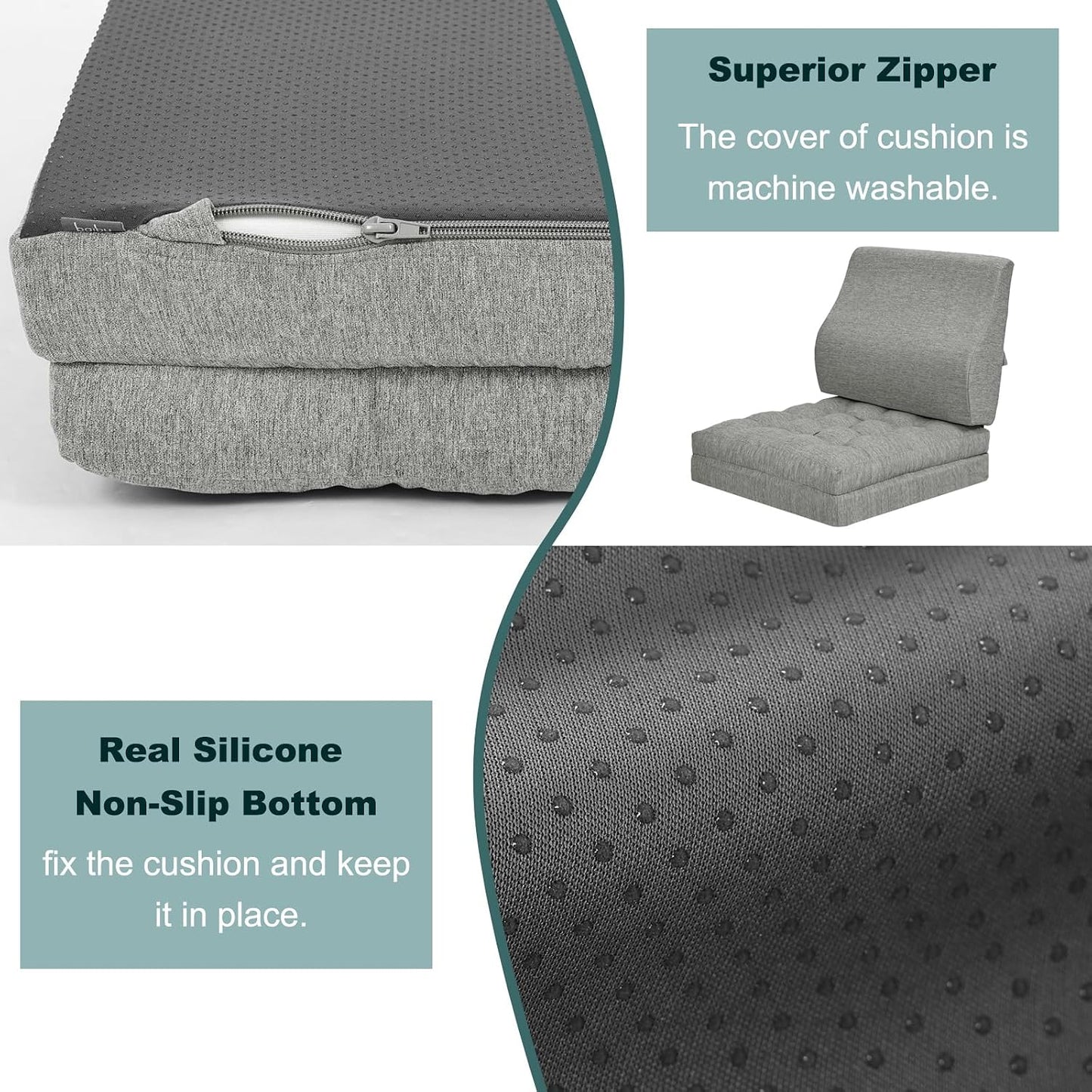 baibu Memory Foam Recliner Cushions with Lumbar Support Pillow Set for Elderly, 20x20x5 Inch Dual-Layer Design Non-Slip Recliner Seat Cushion & Back Support Pillow for Reduce Hip & Lumbar Pain, Brown