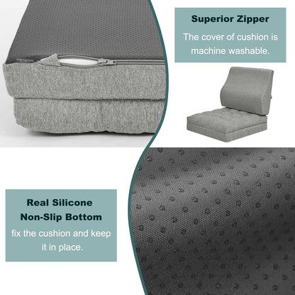 baibu Memory Foam Recliner Cushions with Lumbar Support Pillow Set for Elderly, 20x20x5 Inch Dual-Layer Design Non-Slip Recliner Seat Cushion & Back Support Pillow for Reduce Hip & Lumbar Pain, Brown