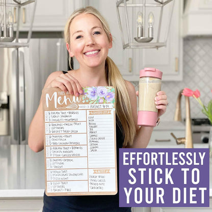 Hadley Designs Weekly Meal Planner for Fridge - Dinner Menu Board for Kitchen, Kraft Weekly Menu Board Dry Erase, Dry Erase Meal Planner for Fridge, Grocery List for Fridges with Conversion Chart