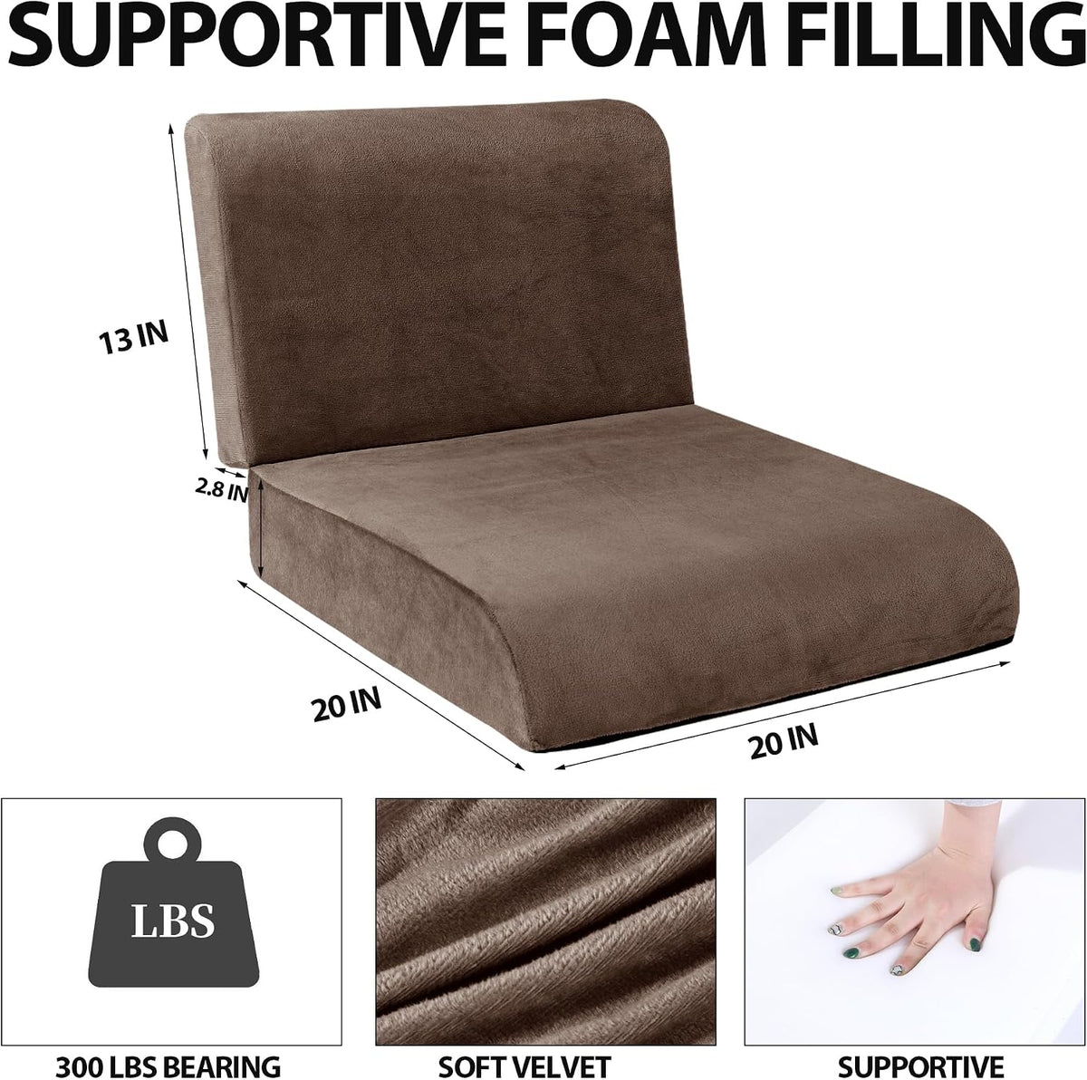 HOMBYS Recliner Seat Cushion with Lumbar Supportive Pillow Extra Large Non-Slip Seat Cushion with Back Support Cushions,Cruve Edge Design for Relief Thighs Pressure, Brown