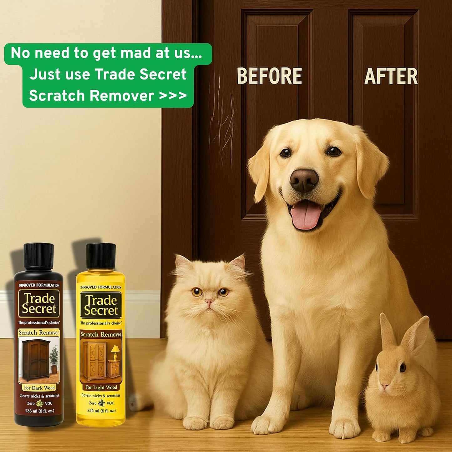 Trade Secret Scratch Concealer for Dark Wood Furniture & Floors – Dark Brown Shade Stain Covers Nicks, Scuffs, Dog & Cat Scratches, Minor Defects – Real Wood Only