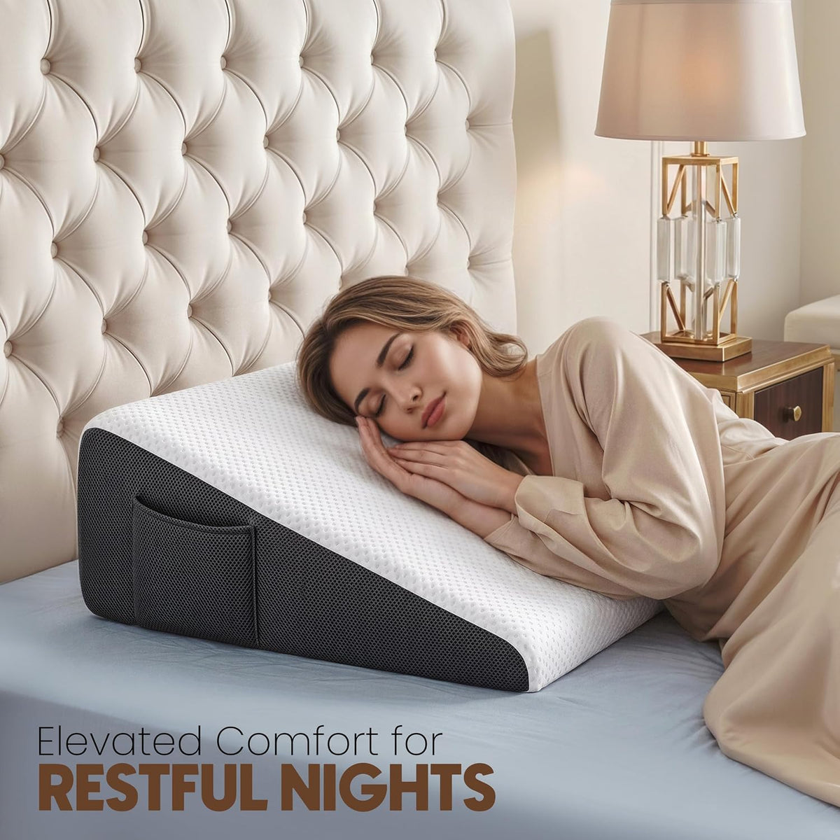 Utopia Bedding Wedge Pillow for Headboard, Memory Foam, 24x24x7 Inch