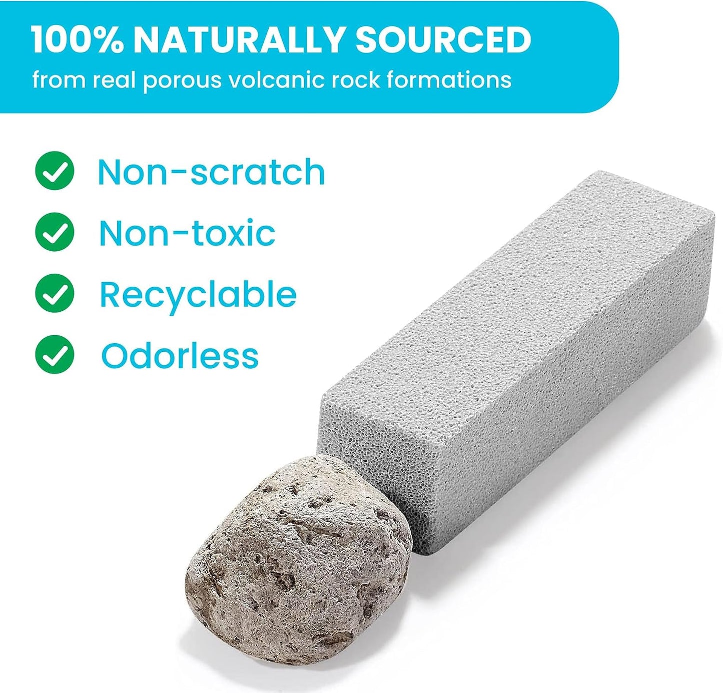 Simple Life Pumice Stone Toilet Bowl Cleaner | Toilet Pumice Stone with Extra Long Handle | Scouring Stick for Toilet Cleaning, Stain Removal on Toilets, Grills, Tiles, Grout & Pools | 2 Pack