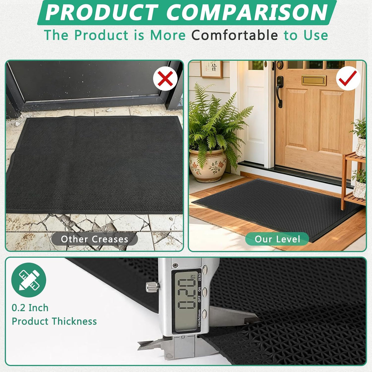 WochiTV Non Slip Drainage Mats PVC Pool Floor Mat 0.23'' Thick Outdoor Indoor Parking Space Mat for Bathroom Garage Basement Backyard Commercial Kitchen 3x16.6Ft