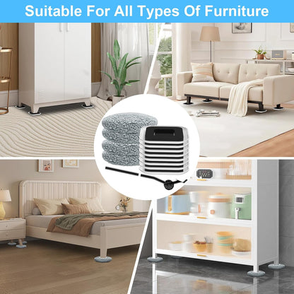 New Upgrade Furniture Sliders: Multi-Surface 3-in-1 Furniture Movers Slider | Heavy Moving Pads with 8PCS 4.3" Carpet Sliders + 4PCS Hard Floor Socks + 1 Lifter - Protect Floor and Easily Move Furniture
