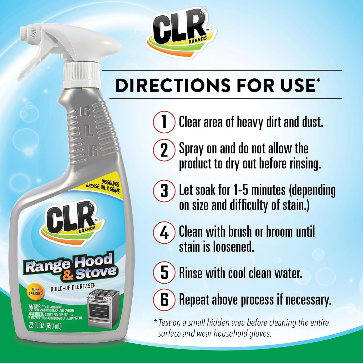 CLR Brands Range Hood and Stove Build Up Degreaser, 22 fl. oz. | Fast Acting, Non Abrasive Cleaner, Works on Glass Stove Tops, Oven Racks, BBQ Grills and More