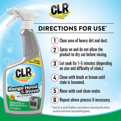 CLR Brands Range Hood and Stove Build Up Degreaser, 22 fl. oz. | Fast Acting, Non Abrasive Cleaner, Works on Glass Stove Tops, Oven Racks, BBQ Grills and More